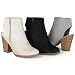 Brinley Co. Womens Chunky Cut-out Heel Faux Suede Ankle Booties