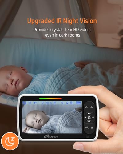 iFamily 5"Split Screen Baby Monitor with 2 Cameras and Audio n Night Vision | Large Display Video Baby Monitor, Long Range, Remote pan tilt, Temperature, 2 Way Talk,Feeding Clock, lullabies - Image 4