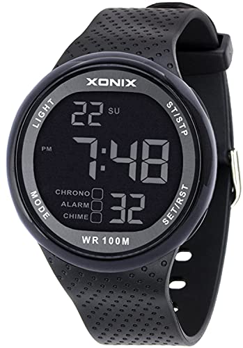 TOMORO Vogue Men's 100M Waterproof TPU Resin Band Large Digits Digital Dive Outdoor Sports Watch (Can Be Pressed Underwater) (All Black)