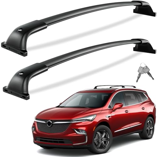 Image of Tuyoung 300lbs All Aluminum Roof Rack Cross Bars Compatible with Buick Enclave 2018-2024 (with Flush Side Rails), Lockable Heavy Duty Roof Rails Crossbars Cargo Carrier Luggage Kayak Accessories