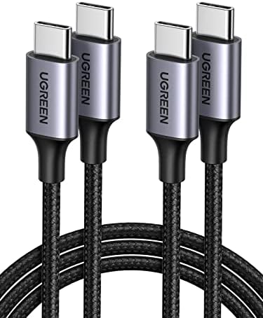 UGREEN USB C to USB C Charger Cable 2 Pack 60W Type C Power Delivery Data Lead Compatible with Galaxy S22 S21 A12 M11 Pixel 7 6 Huawei P30 iPad Pro 2021 Oculus Quest (1M)
