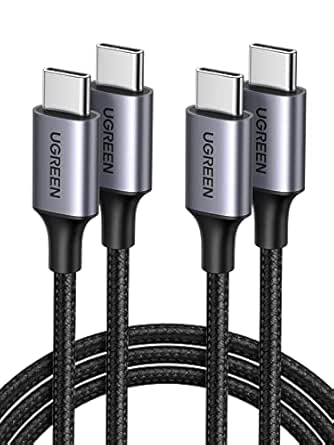 UGREEN USB C Cable 2Pack, 60W USB C to C PD Type C Fast Charge Cord Nylon Braided Compatible with iPhone 17 16 15, iPhone Air, Galaxy S25 S24 Ultra, Pixel 9 8 7, MacBook Air Pro, iPad Pro Mini, 3ft