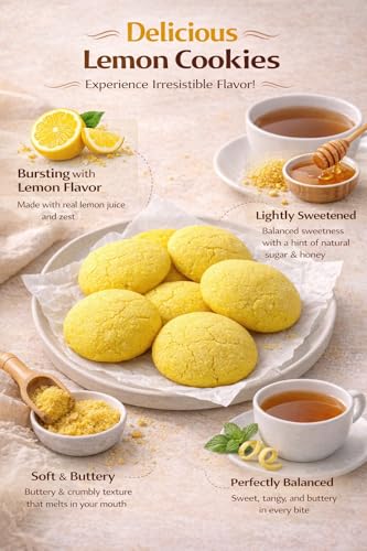 Image of MOM'S BAKERY Crunchy Lemon Cookies 200 gm-Soft, Chewy & Freshly Baked Snack Treats | Lemon flavor cookies, T45 Flour, Butter, Sugar, Vanilla Essence | Healthy & High Fiber for Cravings for Tea Time