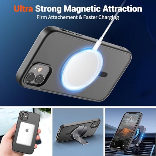 Image of iPhone 12 /12 pro Magsafe Hard Back Case | Matte Design & 360 Protection | Military-Grade Apple iPhone 12 /12 pro Cover | Strong Magnet Back - Black