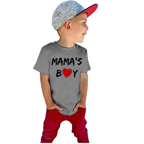 Moonker-Baby Tops,Toddler Baby T-Shirt Shirt Tee,Boys Mother's Day Shirts Short Sleeve Letter T-Shirts Tee Tops Clothes Onesies Gray,4-5T