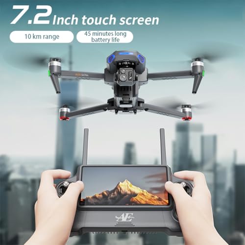 Image of AE30 Ultra Drone with Camera for Adults 4K,3 batteries,Black | True 4K Video,3-Axis mechanical gimba,7.2-inch Tablet Remote Controller,App Download, 360 Obstacle Avoidance,500g payload