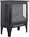 17” Electric Fireplace Stove Heater, 3D Flame Effect with Overheating Safety Protection, 1400W/700W Dual Heat, Faux Fake Fireplace Heater with 3-Sided Panoramic View, Safe for All Homes (Black 2)