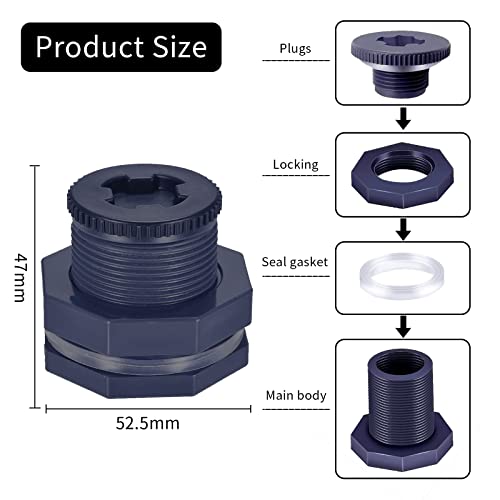 10 Pcs 3/4 Inch Pvc Bulkhead Fitting,Kabcifea Bulkhead Water Connector Double Threaded Bulkhead Adapter Fitting With Plugs For Rain Barrels,Aquariums,Water Tanks,Tubs,Pools #TOP1