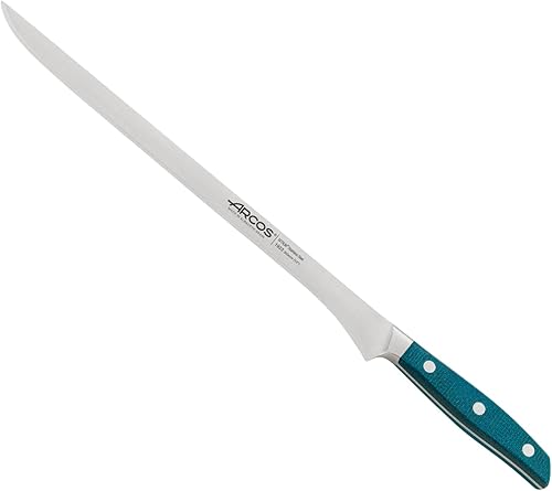 Arcos Cuchillo forjado para cortar Cuchillo de jamón de acero inoxidable de 12 pulgadas. Cuchillo de cocina profesional para cocinar. Mango Micarta