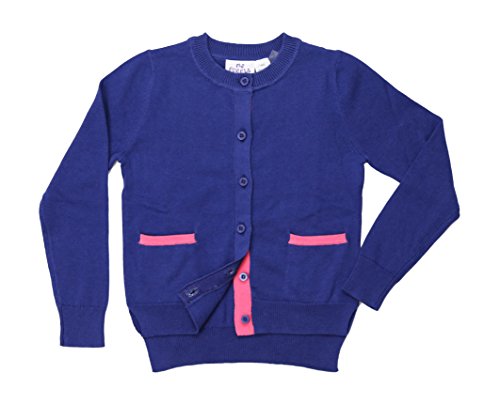 Ms Purple Girls' 100% Cotton Color Block Pocket Cardigan
