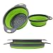 Collapsible Colander, 2 Collapsible Set, Learja Food-Grade Silicone kitchen Strainer Space-Saver Folding Strainer Colander, Sizes 8 inches - 2 Quart, and 9.5 inches - 3 quart. (green)