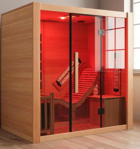 iDOTODO Dual System Sauna, Wooden Steam Room with Recliner or