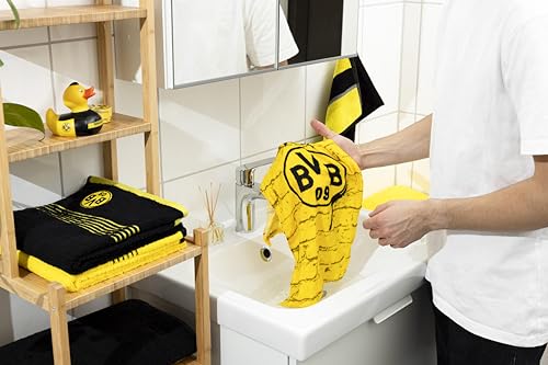 Borussia Dortmund BVB-Zauberhandtuch (60 x 30 cm),Baumwolle, Schwarz/gelb