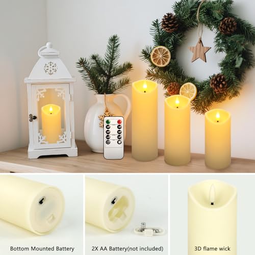 Image of 24 Packs of flameless LED Pillar Candles with Remote Control timers and Flashing Battery Operation for Halloween, Christmas and Wedding Home Decoration