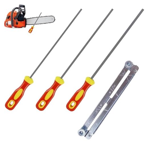 Affilacatene per Motosega, 3 Pezzi, Set di Lime con Impugnatura e Supporto per Lime, Strumenti per L'affilatura, 4,0 mm, 4,8 mm, 5,5 mm, per L'affilatura Manuale Delle Catene di Motoseghe
