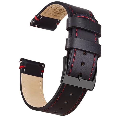 Ritche Christmas Gift Silicone Watch Bands 18mm 20mm 22mm 24mm Quick Release Rubber Watch Bands for Men, White Elephant Gifts, Stocking Stuffers For Men, Black / Red / Black, 20MM, Classic