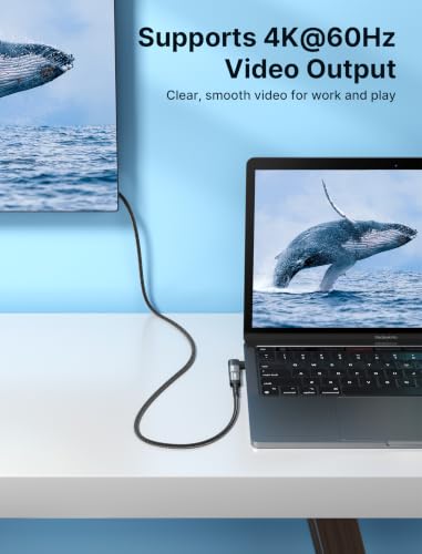 Image of JSAUX 90 Degree USB-C Male to USB-C Female Adapter 2-Pack, 40Gbps Data Transfer PD 100W USB Type-C 3.1 Extender for MacBook, ROG Ally, Switch, Steam Deck, VR, iPhone 15 and More Laptop, Tablet, Phone | Left and right angle adapter helps reduce cable strain while supporting 100W charging, 40Gbps transfer, and 4K /60Hz video