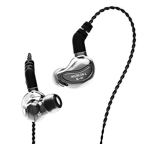 HiFiHear BLON BL01 Auriculares internos, diafragma de Fibra de biología de 10 mm Auriculares internos Aleación de Zinc Espejo Pulido Monitores internos HiFi (Sin micrófono, Plata)