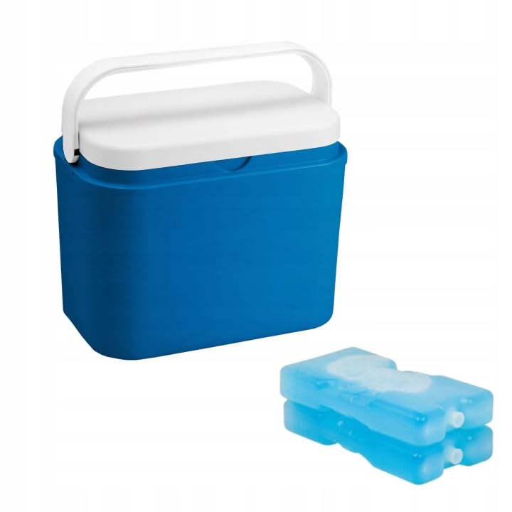 POTZ Blue Portable Cool Box with Removable Lid and Handle, Lightweight and Durable with 2 Cooling Cartridges, Ideal for Picnic, Camping, Beach, 10L
