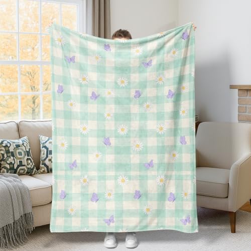 Jeté de lit vert menthe à carreaux pour vos soirées cocooning - 2