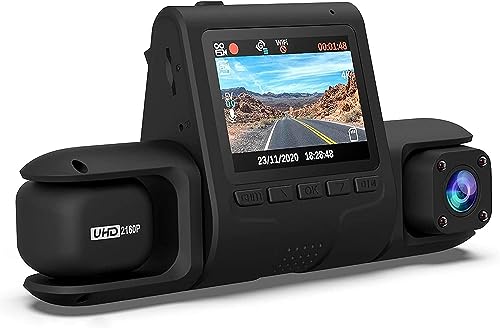 BENICO Dual Dash Cam, 4K Single Front or 2K Front and 1080P Cabin for car, with Night Vision, 170°Wide Angle, 2.0"HD Display, WDR, Parking Mode/G-Sensor/Loop Recording, GPS, WiFi
