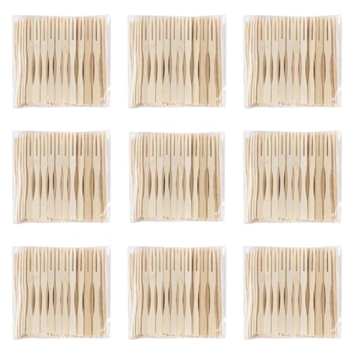 1200個 使い捨て フルーツピック フルーツフォーク 木 スナック フルーツスティック デザート ミニ ケーキ ピンチョス お弁当 お菓子 爪楊枝 デザート 業務用 (1200個,木色)