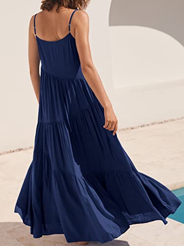 Image of ANRABESS Women Summer Casual Loose Sleeveless Sundress Spaghetti Strap Flowy Boho Linen Beach Vacation Maxi Long Dress