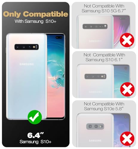 Image of Dexnor Polycarbonate For Samsung Galaxy S10+Plus Case,[Built In Screen Protector&Kickstand] Heavy Duty Military Grade Protection Shockproof Protective Cover For Samsung Galaxy S10 Plus Black