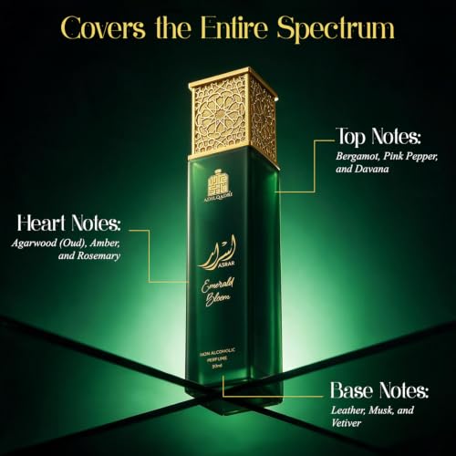 Image of Adilqadri Asrar Emerald Bloom 50ml Perfume for Men & Women - Non-Alcoholic Citrus, Floral, Oud & Amber Fragrance - Long Lasting Fresh Green Scent