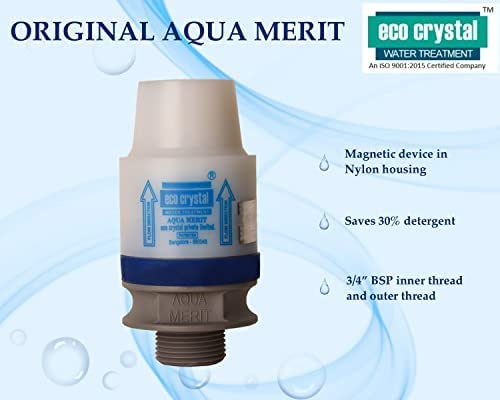 Image of Eco crystal Aqua Merit Physical Water Softener, Magnet Based, for IFB /Whirlpool /LG /Samsung /Bosch Automatic Washing Machine and Dishwasher, White