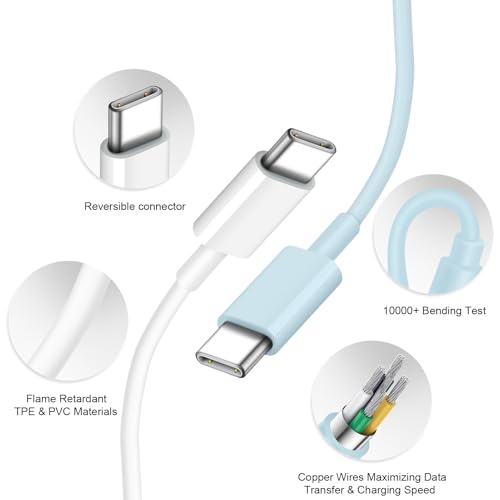 Image of iPhone 17 16 15 Charger Fast Charging 30W USB C Chargers Block Type C Charger 2 Pack 6FT Cord for iPhone 17 /17 Plus /17 Pro Max /Air /16 /16 Plus /16 Pro Max /15 Pro Max /iPad Pro /Samsung (Blue