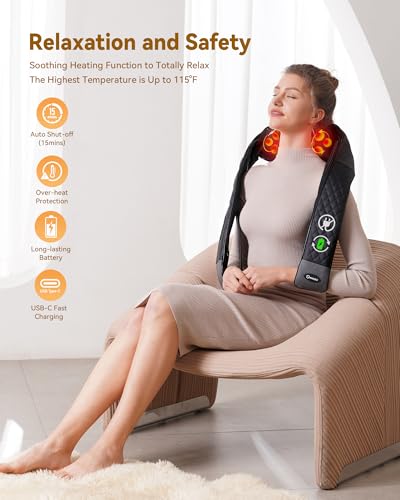 Image of KNQZE Shiatsu Cordless Neck and Back Massager with Heat, Rechargeable Neck and Shoulder Massager, 4D Deep Tissue Kneading Massage for Leg, Full Body Muscle Pain Relief, 2026 Upgraded Ergonomic Design