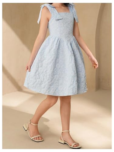 SHENHE Girl's Flower Girl Dress Bow Sleeveless Fit and Flare A Line Party Wedding Jacuqard Dress3