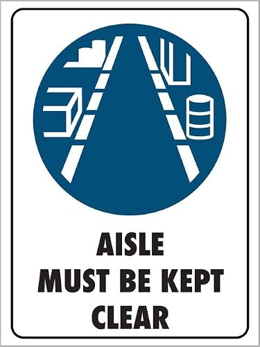 Xewazd A542 8"X12" Rust-Free Aluminum Sign - Aisle Must Be Kept Clear | Weather Resistant, Durable, Easy To Mount