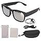 Dpofirs Intelligente Brille Bluetooth-Musik-Sonnenbrille für Männer und Frauen, drahtlose Stereo-Kopfhörer für Mobiltelefone und Tablets, Silber grau