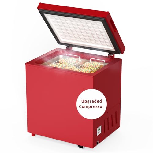 Image of Northair Chest Freezer Low temperature quick freeze 14℉ to -40℉ Compact Freezer - 2 Removable Baskets (Red, 1.8 Cubic Feet)
