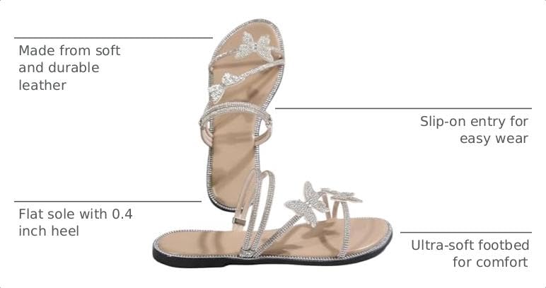 Image of OYOANGLE Women's Silver Rhinestone Sandals Sparkly Dressy Flat Sandals