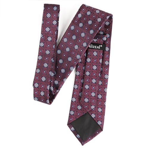 Image of Alizeal Mens Vintage Solid Plaid Tie with Pocket Square 3.15inches Necktie Set
