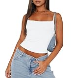 Kznifmk Damen Spaghettiträger Top Basic Ärmellos Crop Tank Top M