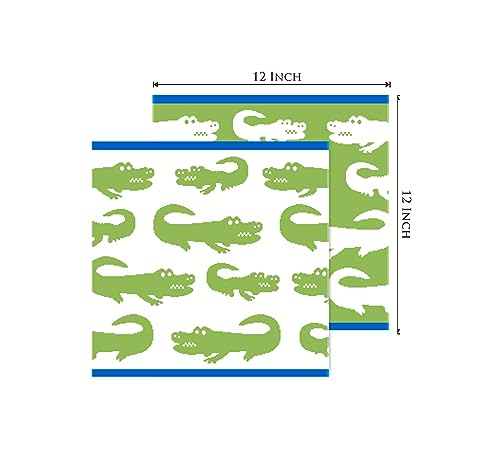 ORIGINAL KIDS Wash Cloth - Bath Time in A While Crocodile Set of 12 Washcloths - 100% Cotton Jacquard Super Soft Colorful Absorbent Quick Dry Easy Care Face Towel Face Cloth Gift - 12x12 - Green Blue
