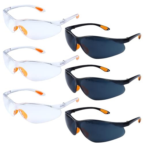 Volhuluk Gafas de Seguridad, 6 Piezas Gafas de Protección Trabajo con Lentes Transparentes, Gafas de Protección Laboral Resistentes a los Arañazos, Gafas de Seguridad Anti-Polvo para Taller Jardín