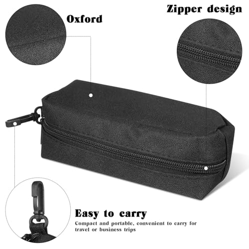 Image of Double Glasses Case, Black Soft Eyeglass Case with Carabiner Hook Travel Sunglasses Organizer Portable Glasses Pouch with Zipper for Women Men(Not Suitable for Oversized Glasses)