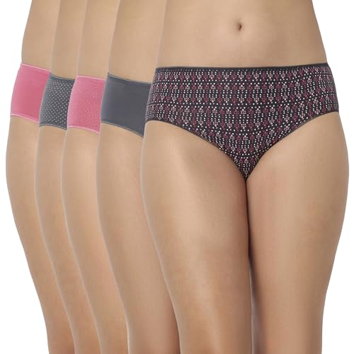Image of juliet Cotton Hipster Premium Panties Set of 5 Full Coverage Stretchable Fabric