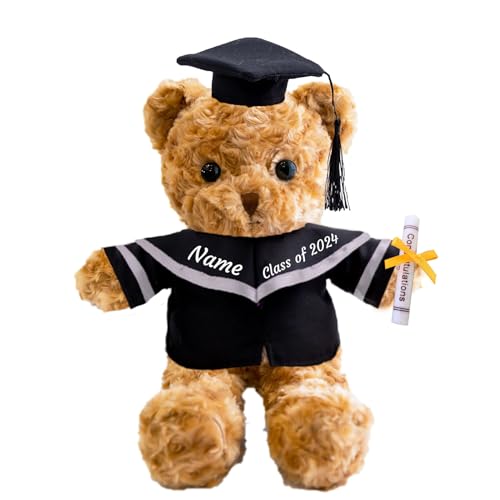 Personalisiertes Abschluss-Geschenk: GraduationBär Mit Text/Name (20 Cm, Inkl. Hut & Diplom) – Für Schule/Uni 2024