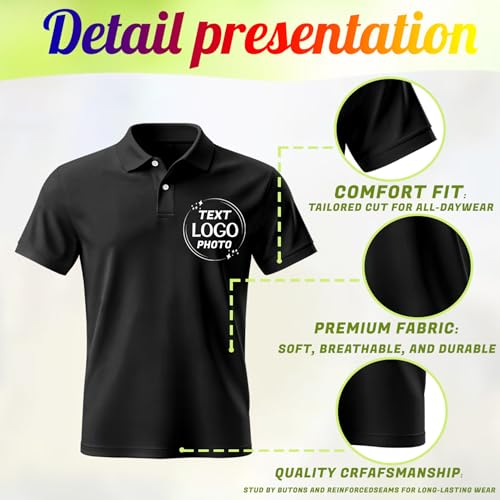 Custom Polo Shirt Design Your Own Text Logo Photo Name Personalized Business Shirts Front Back Print for Men Women miniatura 4