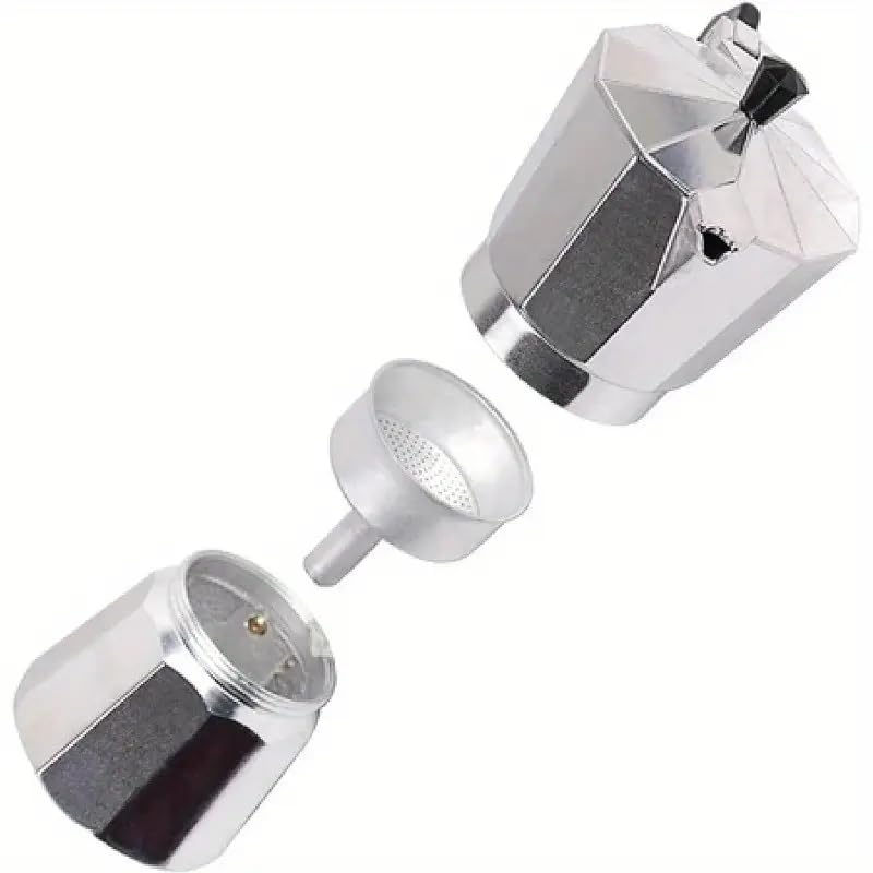 Image of Alluminium Espresso Coffee Maker Moka Pot Cup for Italian Espresso Decoction Coffee Mocha South Indian Filter Coffee Home Outdoor Machine (Silver, 3)