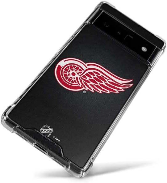 Skinit Clear Phone Case Compatible with Google Pixel 6 - Officially Licensed NHL Detroit Red Wings Black Background Design