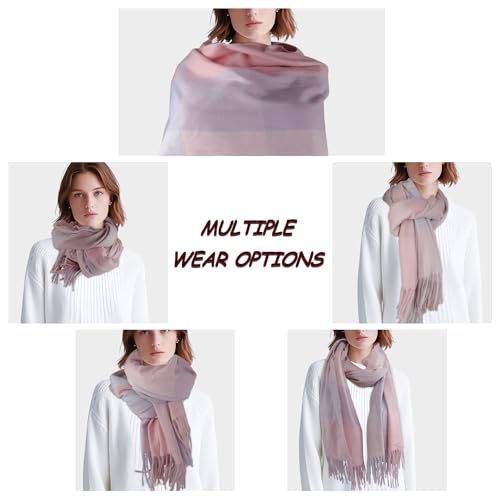 Winter Plaid Scarf for Women Cashmere Feel Soft Check Tassel Scarves Blanket Scarf Chunky Oversized Tartan Scarves Wrap Shawl3