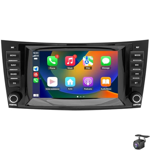 LiteGauge Radio estéreo para Coche B-ENZ E-Class W211 W219 CLS 2002-2009 Sistema Android 14 Pantalla táctil IPS de 8 navegación GPS Carplay Android Auto BT WiFi Radio FM Cámara CANbus(Color:S4)