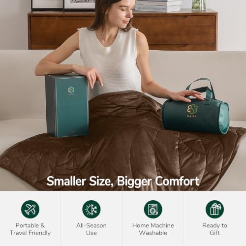 Image of Kaisa Weighted Blanket for Adults 7lbs 41 inch x 53 inch, Soft Heavy Cozy Luxury Crystal Velvet Small Weighted Lap Blanket, All-Season Blanket, Machine Washable, Brown